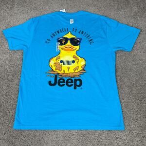 Jeep Shirt Mens XL Blue Rubber Duck Go Anywhere Do Anything Short Sleeve JedCo